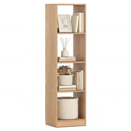 5 Tiers 4-Cube Narrow Bookshelf with 4 Anti-Tipping Kits-Natural - Natural - Bookcases