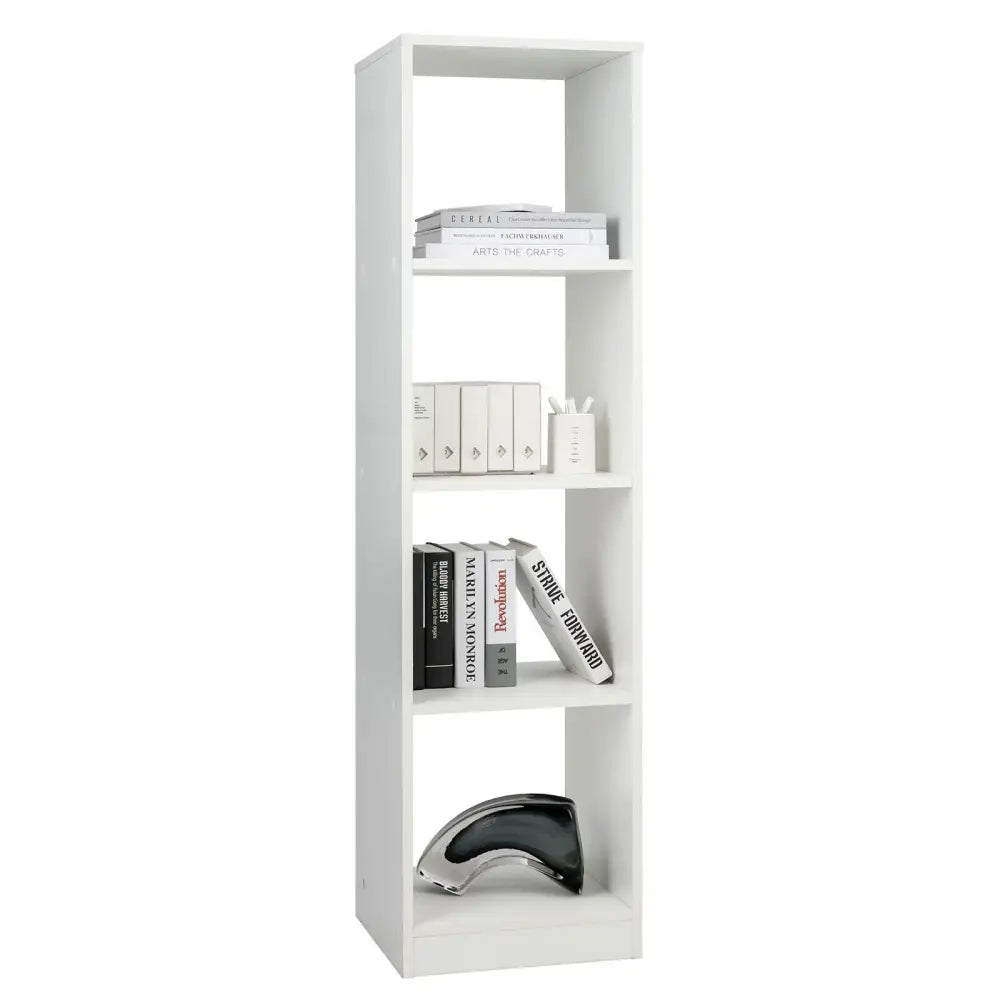 5 Tiers 4-Cube Narrow Bookshelf with 4 Anti-Tipping Kits-White - White - Bookcases