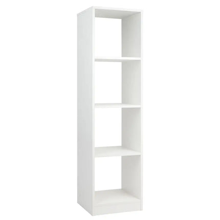 5 Tiers 4-Cube Narrow Bookshelf with 4 Anti-Tipping Kits-White - White - Bookcases