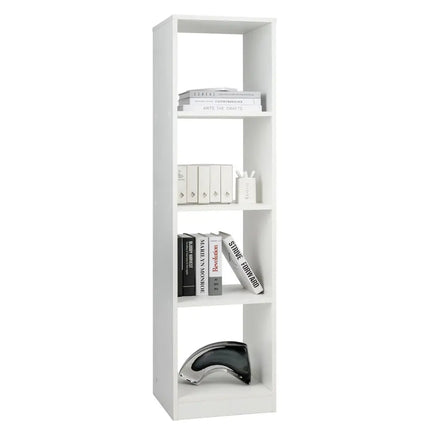 5 Tiers 4-Cube Narrow Bookshelf with 4 Anti-Tipping Kits-White - White - Bookcases