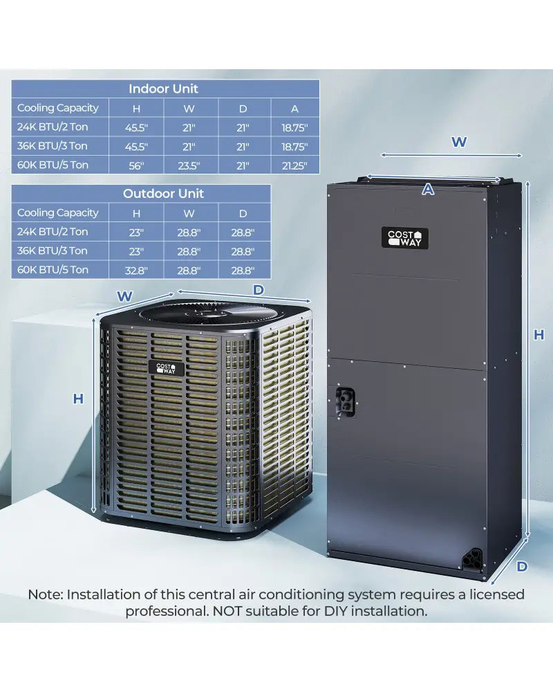 5 Ton 17 SEER2 High-Performance Heat Pump System (Operates down to -15°C) - Gray - Heat Pumps