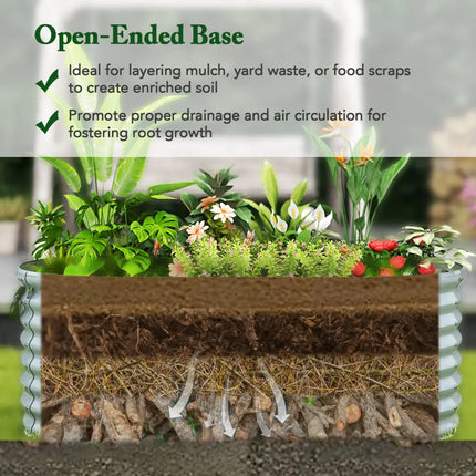 5 x 3 x 2 Feet Metal Oval Raised Garden Bed with Open Bottom Design-Gray - Gray - Raised Garden Beds
