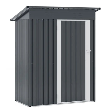 5 x 3 Feet Outdoor Storage Shed with Sloped Roof and Lockable Door-Gray - Gray - Sheds & Outdoor Storage