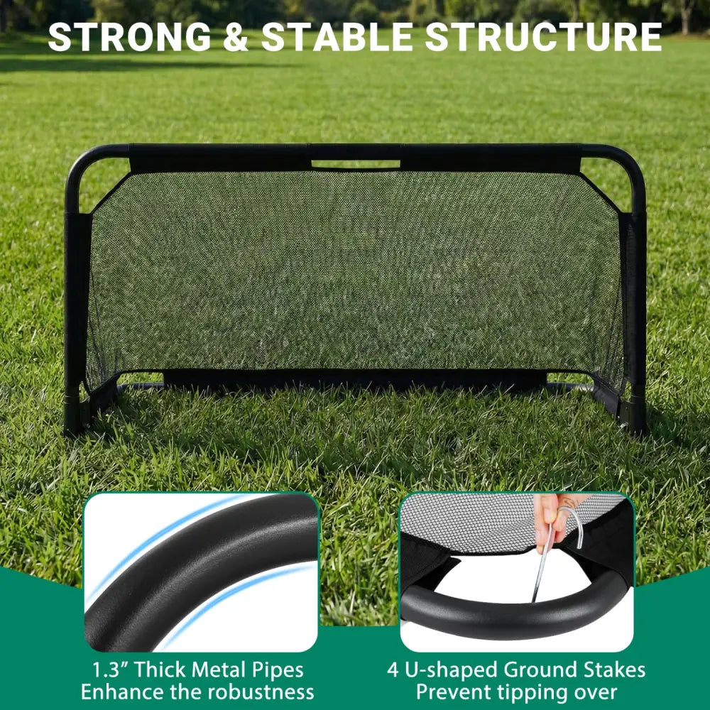 5 x 3 FT Portable Pop-up Football Training Equipment with Net - Black - Sport Equipments