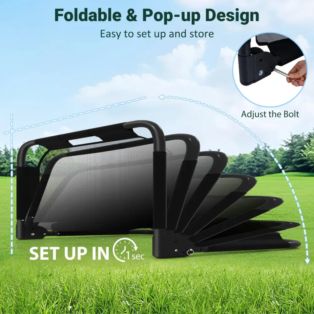 5 x 3 FT Portable Pop-up Football Training Equipment with Net - Black - Sport Equipments