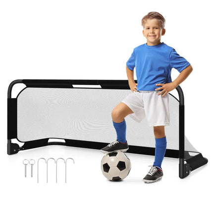5 x 3 FT Portable Pop-up Football Training Equipment with Net - Black - Sport Equipments