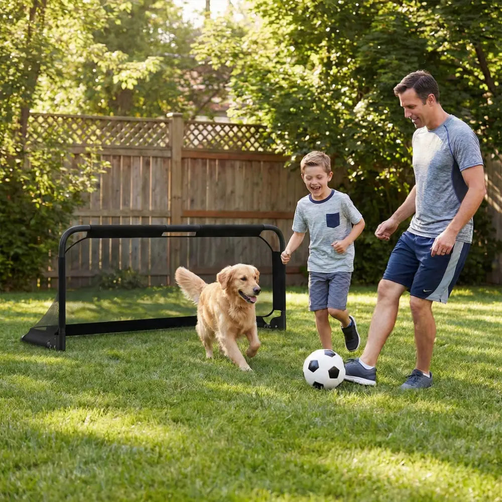 5 x 3 FT Portable Pop-up Football Training Equipment with Net - Black - Sport Equipments