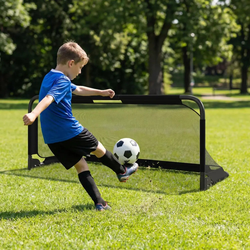 5 x 3 FT Portable Pop-up Football Training Equipment with Net - Black - Sport Equipments
