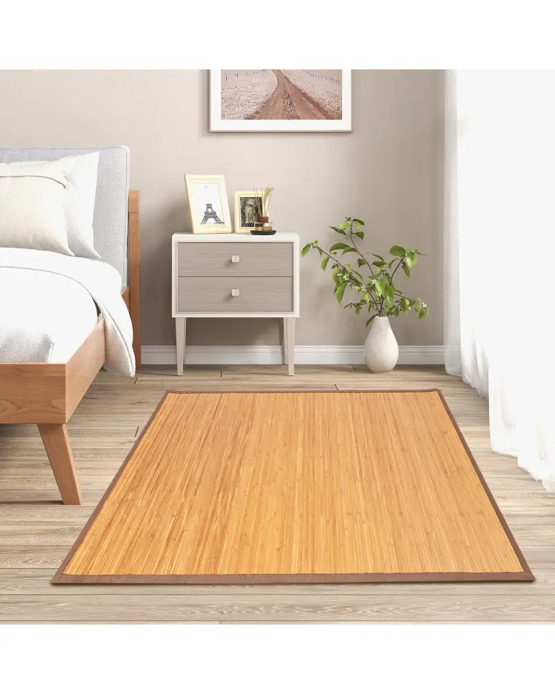 5 x 8 Feet Bamboo Floor Mat with Anti-Slip Backing for Living Room Bedroom - Rugs