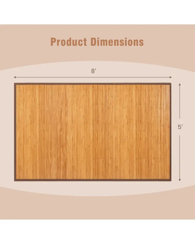 5 x 8 Feet Bamboo Floor Mat with Anti-Slip Backing for Living Room Bedroom - Rugs
