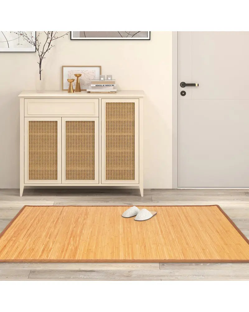 5 x 8 Feet Bamboo Floor Mat with Anti-Slip Backing for Living Room Bedroom - Rugs