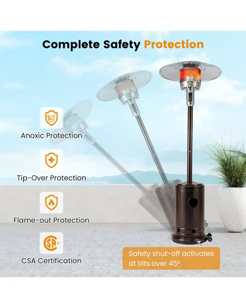 50 000 BTU Patio Propane Gas Heater with Stainless Steel Burner-Bronze - Bronze - Patio Heaters