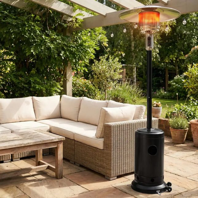 50 000 BTU Patio Propane Gas Heater with Stainless Steel Burner-Black - Black - Patio Heaters