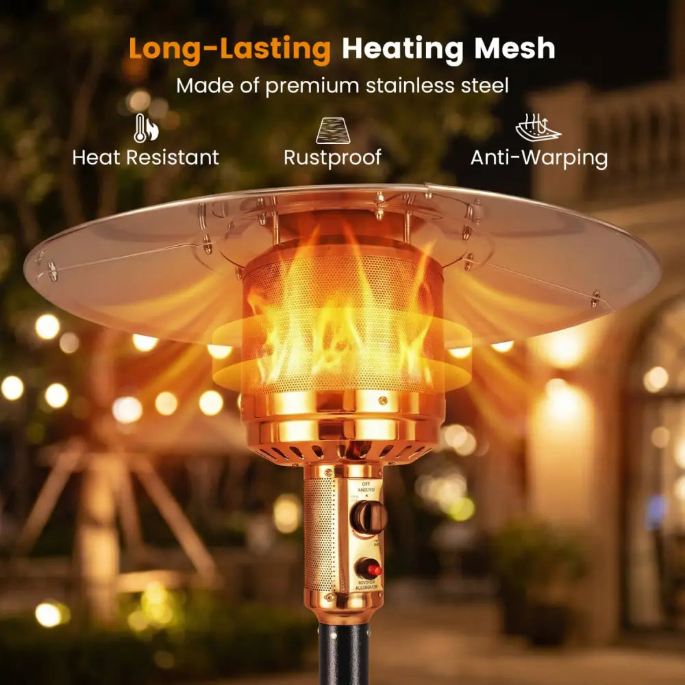 50 000 BTU Patio Propane Gas Heater with Stainless Steel Burner-Black - Black - Patio Heaters
