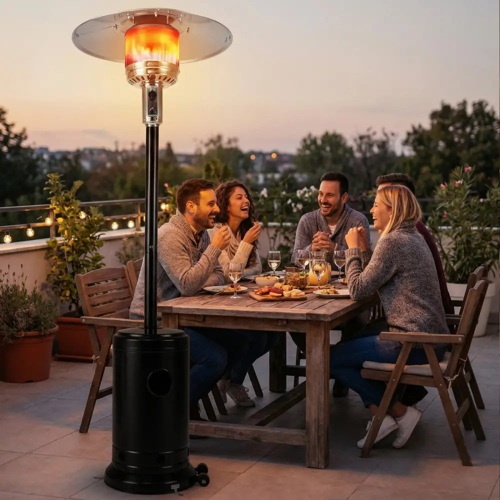 50 000 BTU Patio Propane Gas Heater with Stainless Steel Burner-Black - Black - Patio Heaters