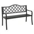 50.5 Inch Patio Bench with Curved Armrests for 2-3 People-Black - Black - Outdoor Benches