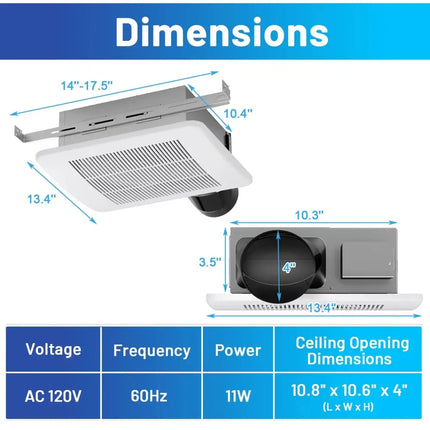 50/80/110 CFM Ceiling Mount Bathroom Fan with Pick-A-Flow and 4 Inches Duct Costway