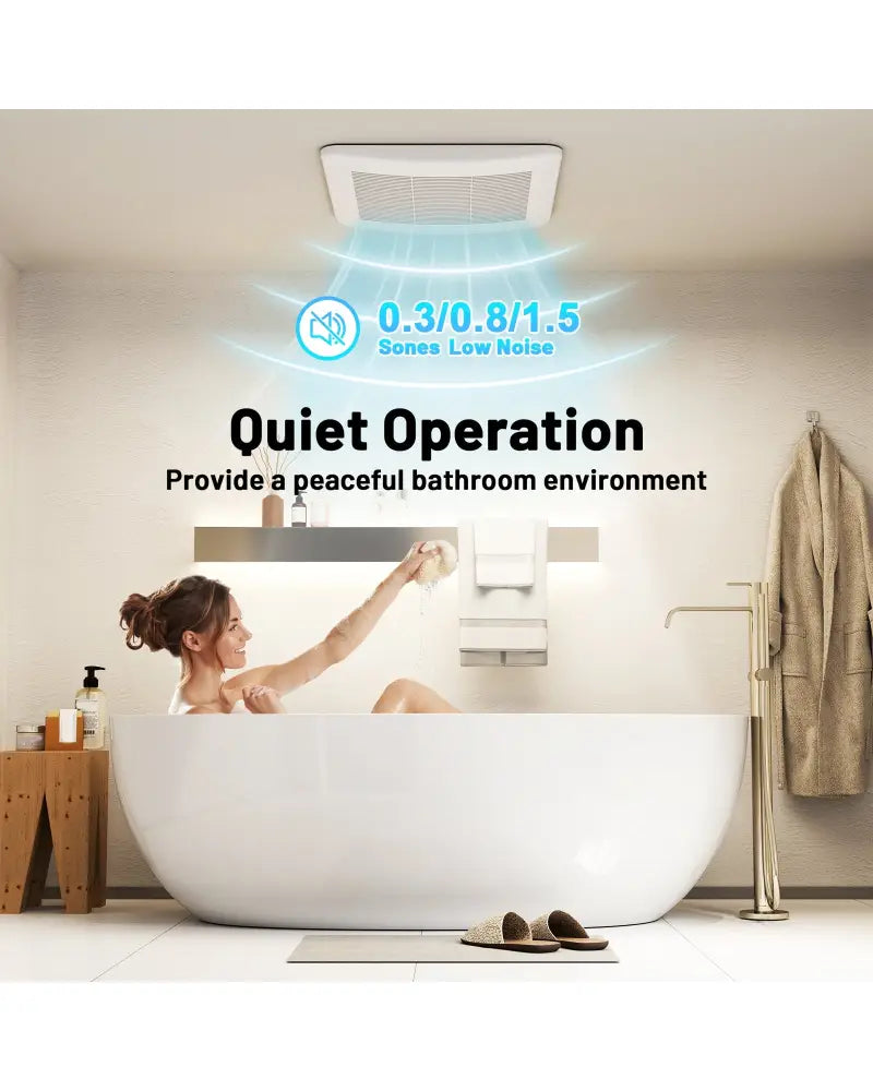 50/80/110 CFM Ceiling Mount Bathroom Fan with Pick-A-Flow and 4 Inches Duct - White - Ventilation Fans