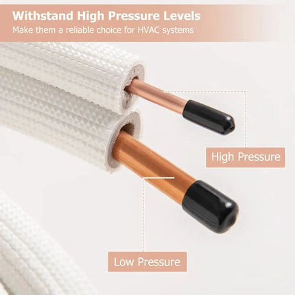 50 Feet Mini Split Line Set with 1/4 Inch and 1/2 Inch O.D. Copper Pipes Tubing Costway