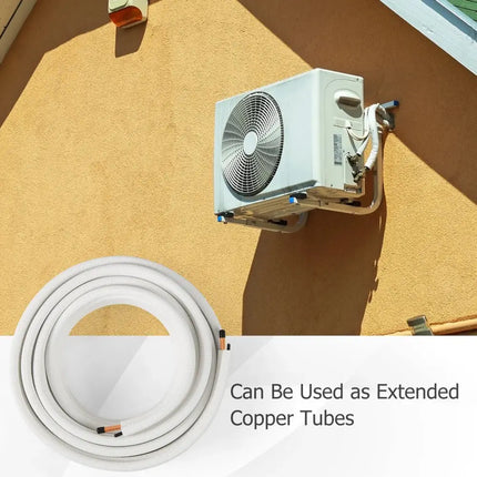 50 Feet Mini Split Line Set with 1/4 Inch and 1/2 Inch O.D. Copper Pipes Tubing Costway