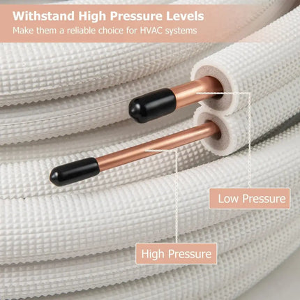 50 Feet Mini Split Line Set with 1/4 Inch and 3/8 Inch O.D. Copper Pipes Tubing Costway