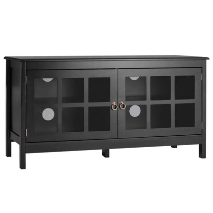 50 Inch Modern Wood Large TV Stand Entertainment Center for TV - Black - Entertainment Centers & TV Stands
