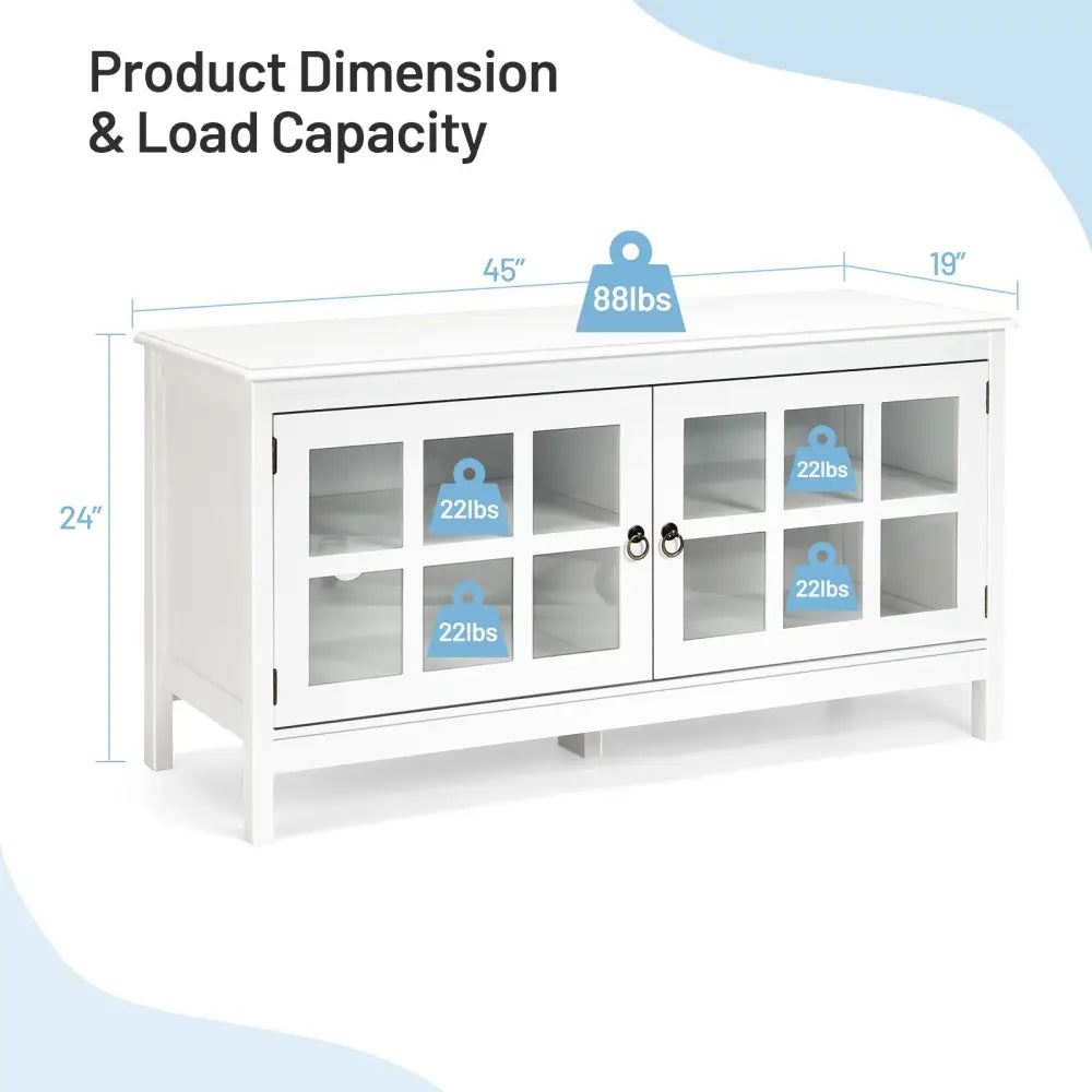 50 Inch Modern Wood Large TV Stand Entertainment Center for TV-White - White - Entertainment Centers & TV Stands