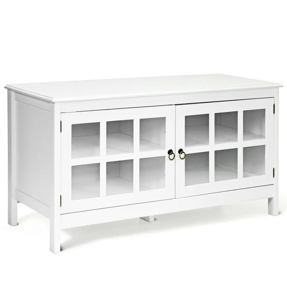 50 Inch Modern Wood Large TV Stand Entertainment Center for TV-White - White - Entertainment Centers & TV Stands