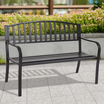 50 Inch Patio Garden Bench Loveseats for Outdoor - Black - Outdoor Benches