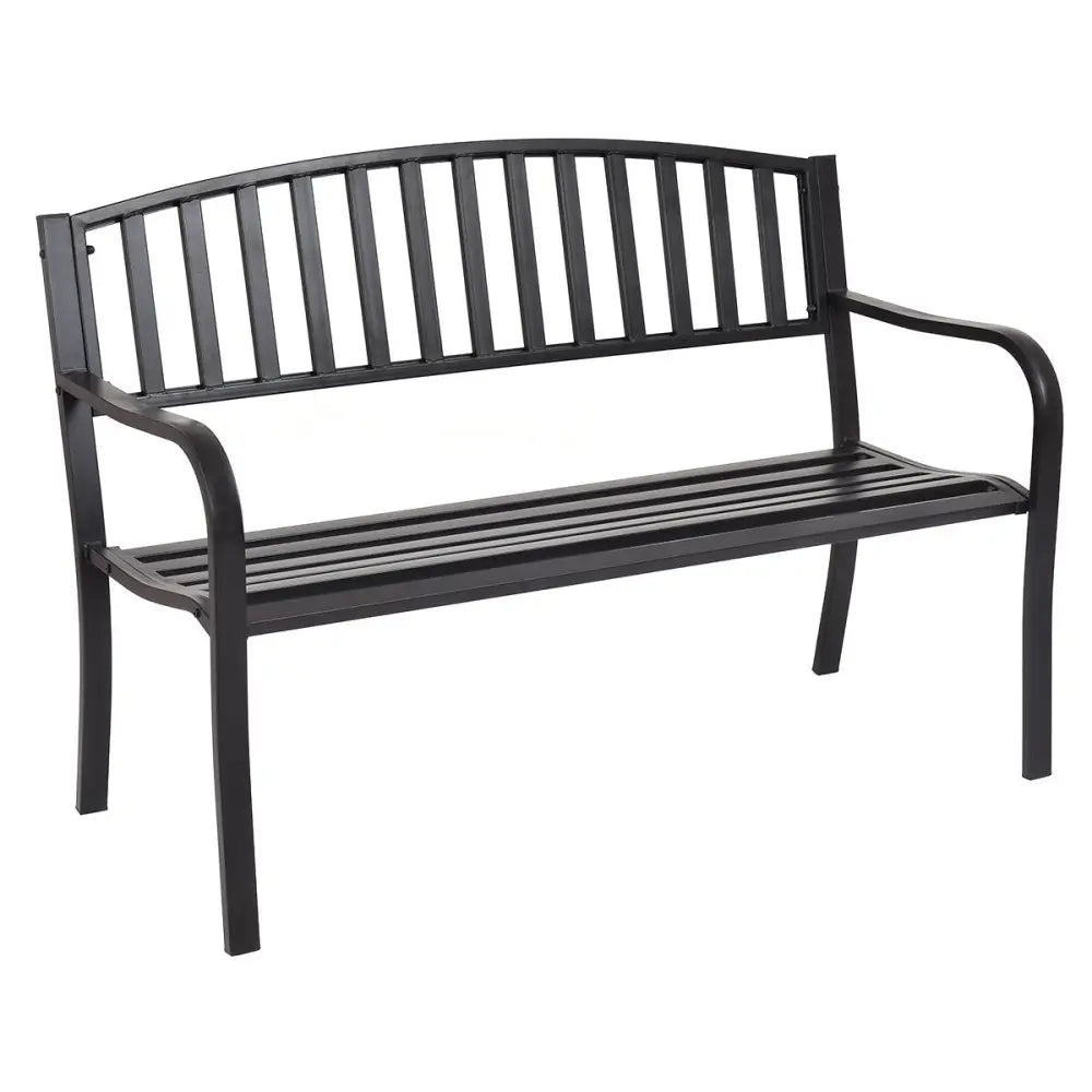 50 Inch Patio Garden Bench Loveseats for Outdoor - Black - Outdoor Benches