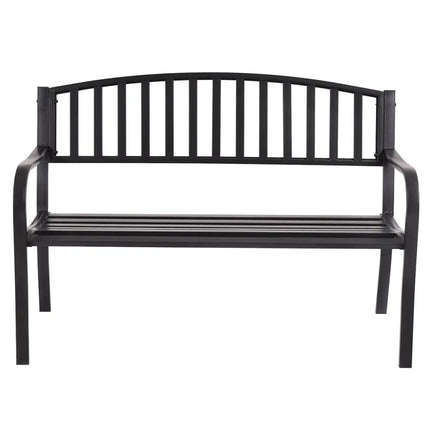 50 Inch Patio Garden Bench Loveseats for Outdoor - Black - Outdoor Benches