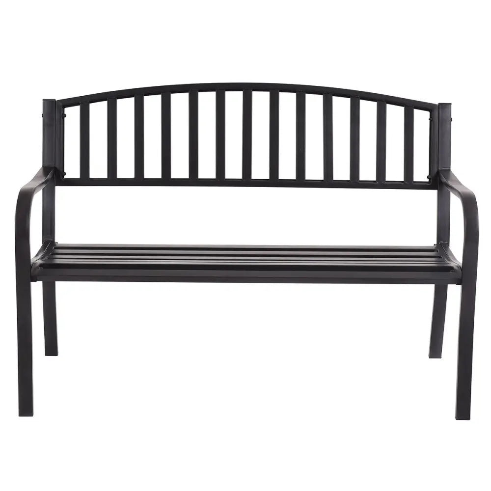 50 Inch Patio Garden Bench Loveseats for Outdoor - Black - Outdoor Benches