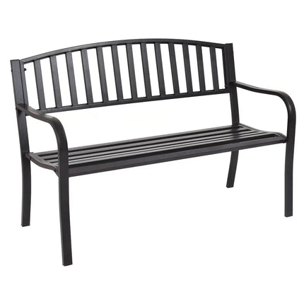 50 Inch Patio Garden Bench Loveseats for Outdoor - Black - Outdoor Benches