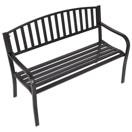 50 Inch Patio Garden Bench Loveseats for Outdoor - Black - Outdoor Benches
