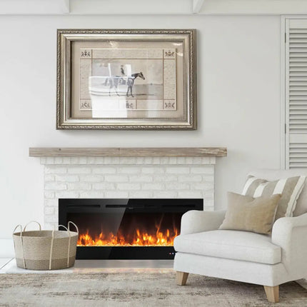 50 Inch Recessed Electric Insert Wall Mounted Fireplace with Adjustable Brightness - Oasis Home Essentials