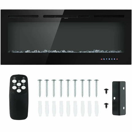 50 Inch Recessed Electric Insert Wall Mounted Fireplace with Adjustable Brightness - Oasis Home Essentials