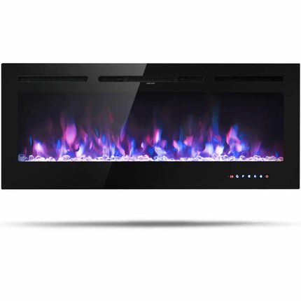 50 Inch Recessed Electric Insert Wall Mounted Fireplace with Adjustable Brightness - Oasis Home Essentials