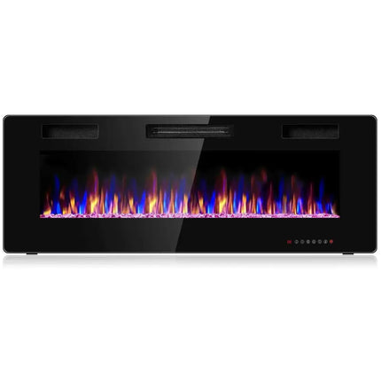 50 Inch Recessed Ultra Thin Electric Fireplace with Timer Costway