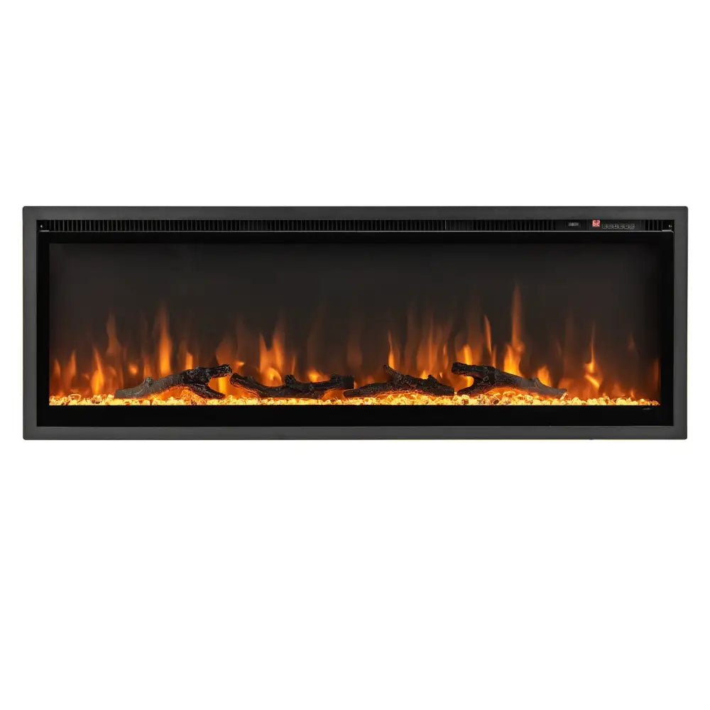 50 Inches Electric Fireplace in-Wall Recessed with Remote Control and Adjustable Color and Brightness-50 inches - Black