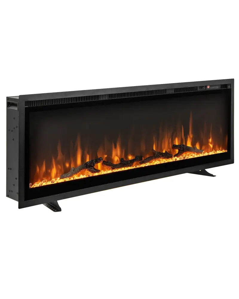 50 Inches Electric Fireplace in-Wall Recessed with Remote Control and Adjustable Color and Brightness-50 inches - Black