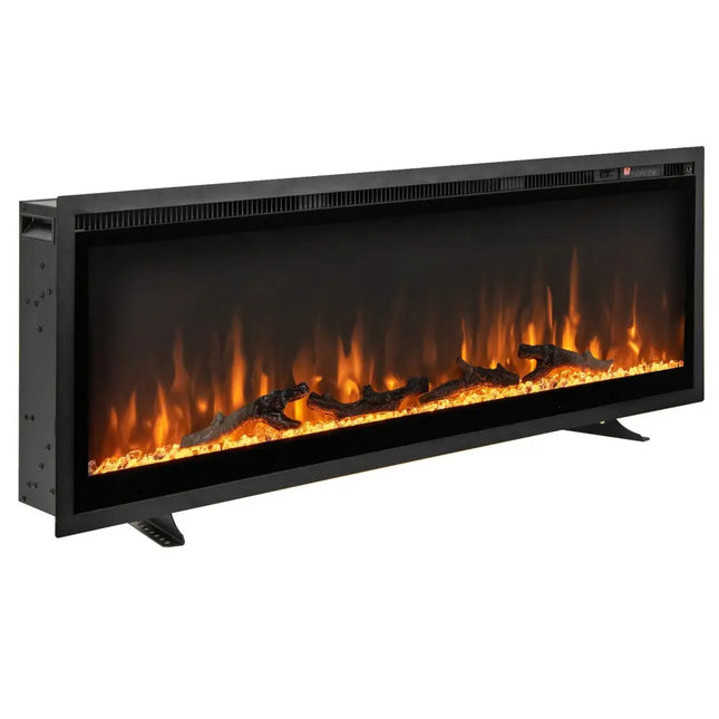 50 Inches Electric Fireplace in-Wall Recessed with Remote Control and Adjustable Color and Brightness-50 inches - Black