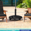 50 LBS Patio Wicker Style Resin Umbrella Base Stand Heavy Duty with Wheels - Black - Outdoor Umbrella Bases