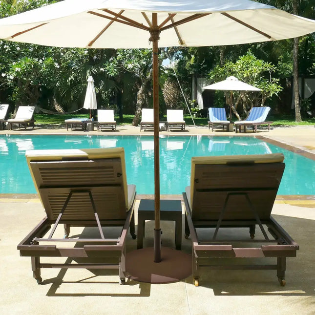 50 lbs Umbrella Base Stand with Wheels for Patio - Brown - Outdoor Umbrella Bases