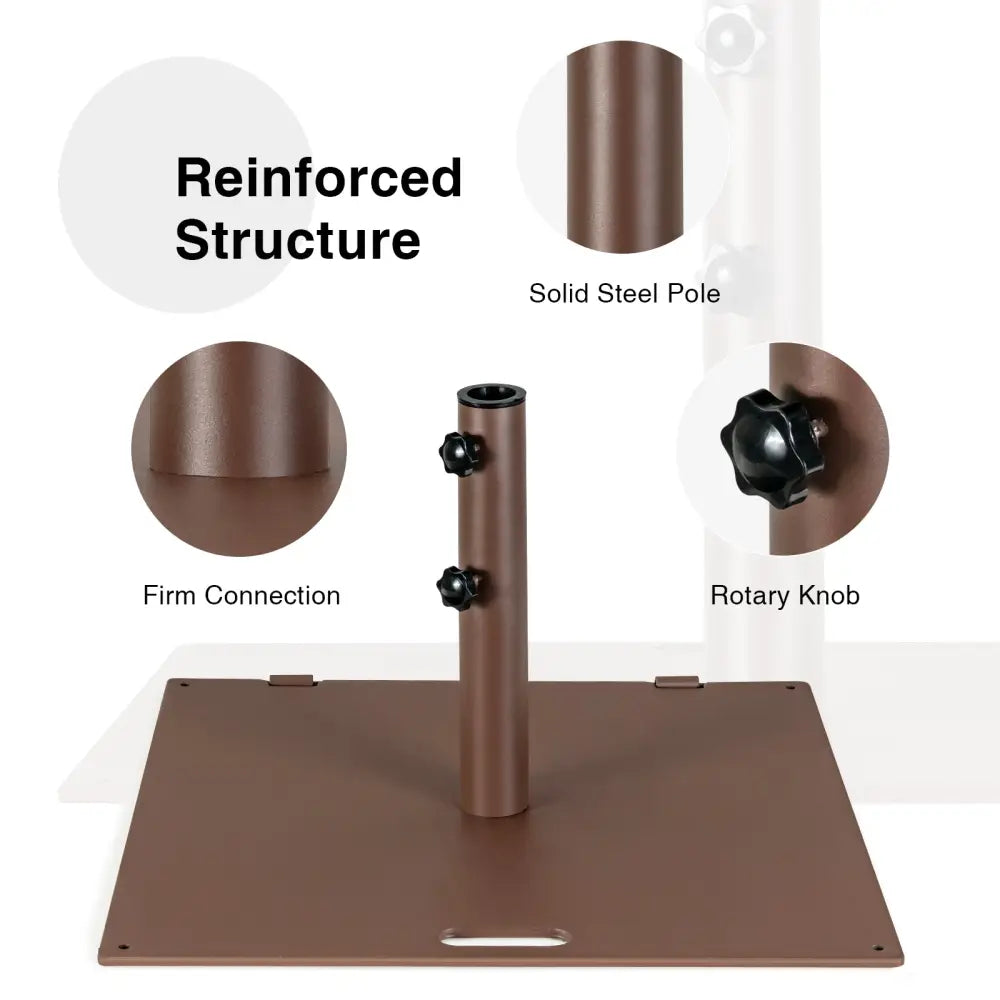 50 LBS Weighted 24 Inch Square Patio Umbrella Base - Brown - Outdoor Umbrella Bases