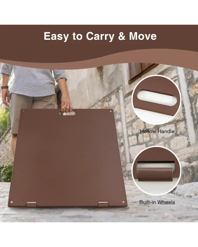 50 LBS Weighted 24 Inch Square Patio Umbrella Base - Brown - Outdoor Umbrella Bases