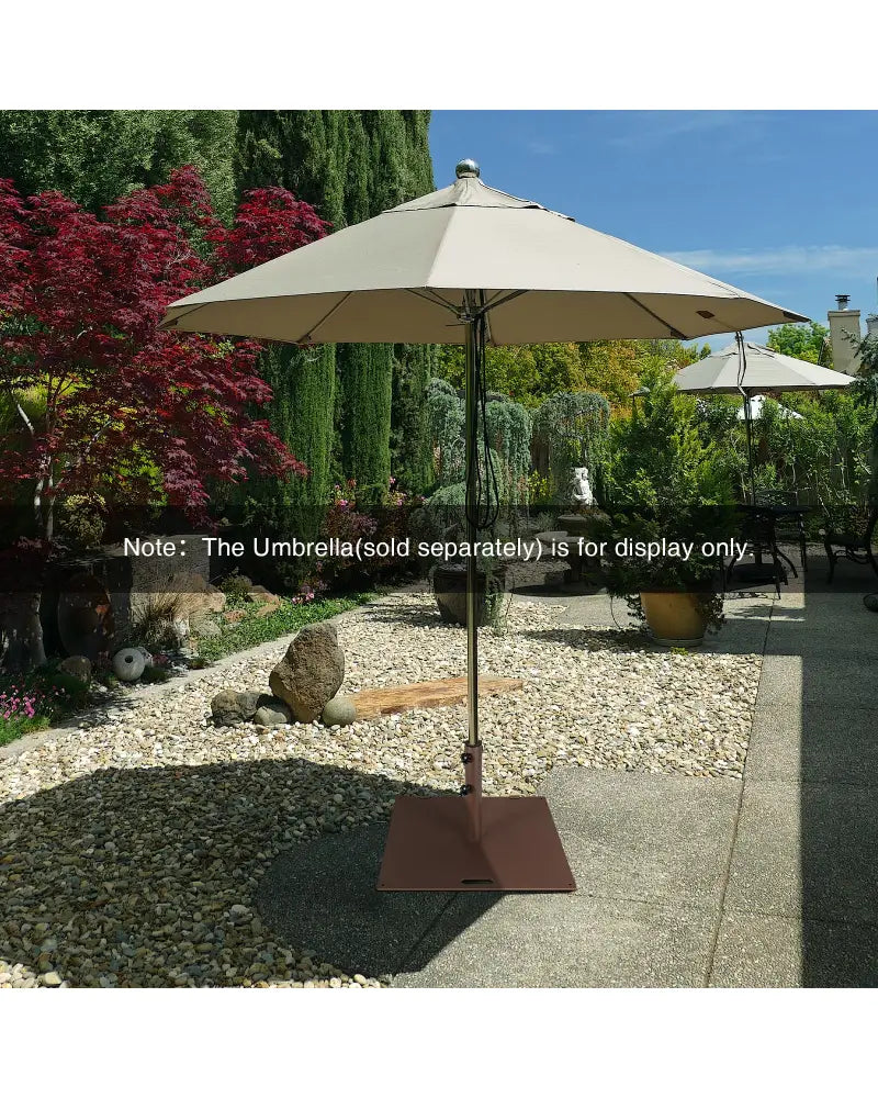 50 LBS Weighted 24 Inch Square Patio Umbrella Base - Brown - Outdoor Umbrella Bases
