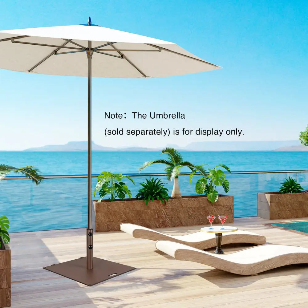50 LBS Weighted 24 Inch Square Patio Umbrella Base - Brown - Outdoor Umbrella Bases