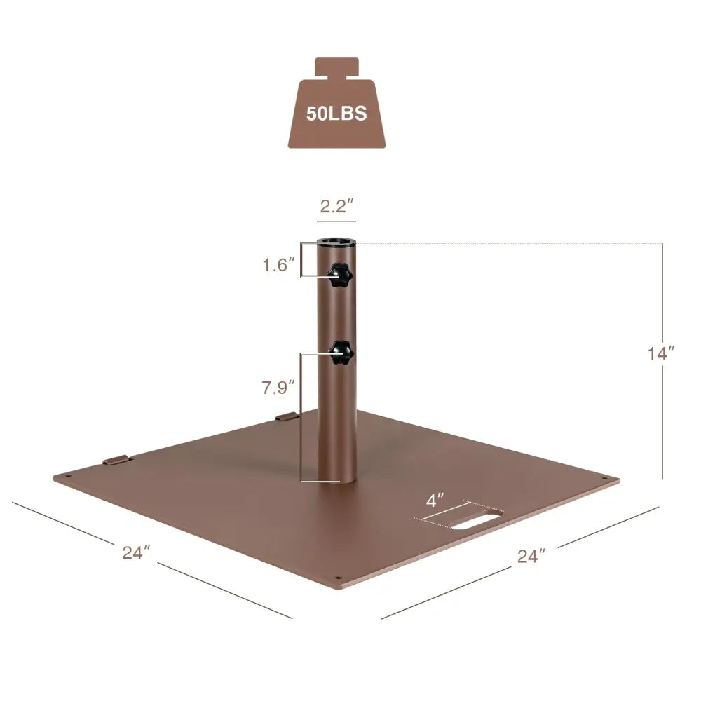 50 LBS Weighted 24 Inch Square Patio Umbrella Base - Brown - Outdoor Umbrella Bases