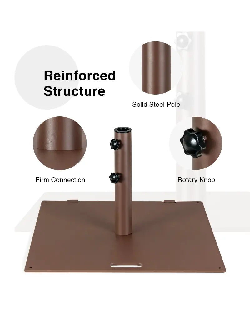 50 LBS Weighted 24 Inch Square Patio Umbrella Base - Brown - Outdoor Umbrella Bases