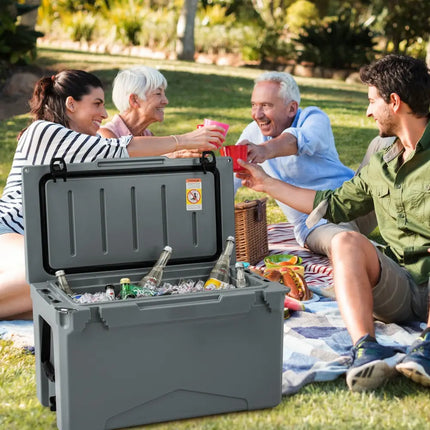 50 QT Rotomolded Cooler Insulated Portable Ice Chest with Integrated Cup Holders-Gray - Gray - Coolers
